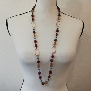 Vintage Beaded Link Chain Statement Necklace with Magnetic Clasp